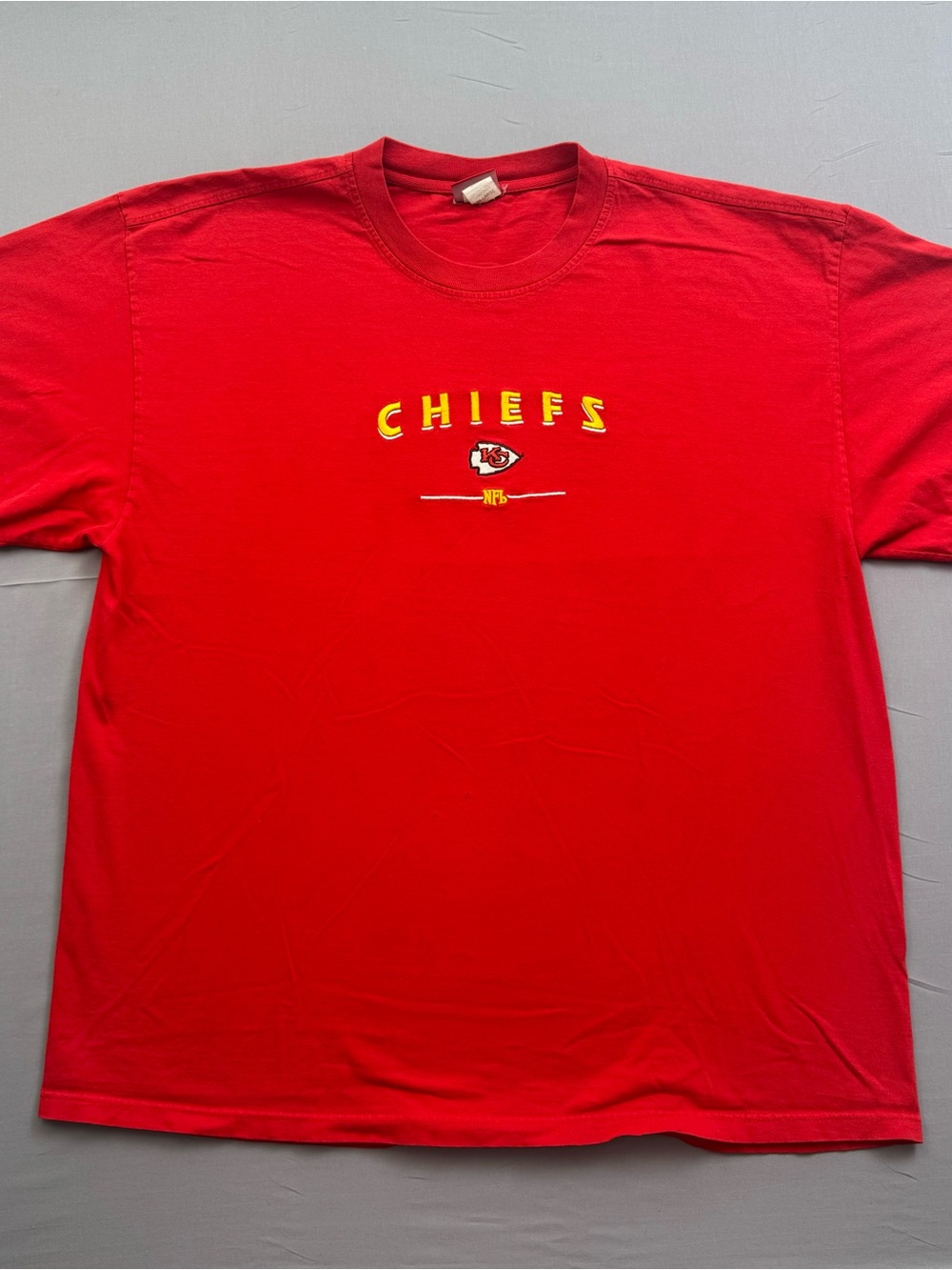 Vintage 1990s Y2K Kansas City Chiefs Embroidered T-Shirt Red Short Sleeve XXL